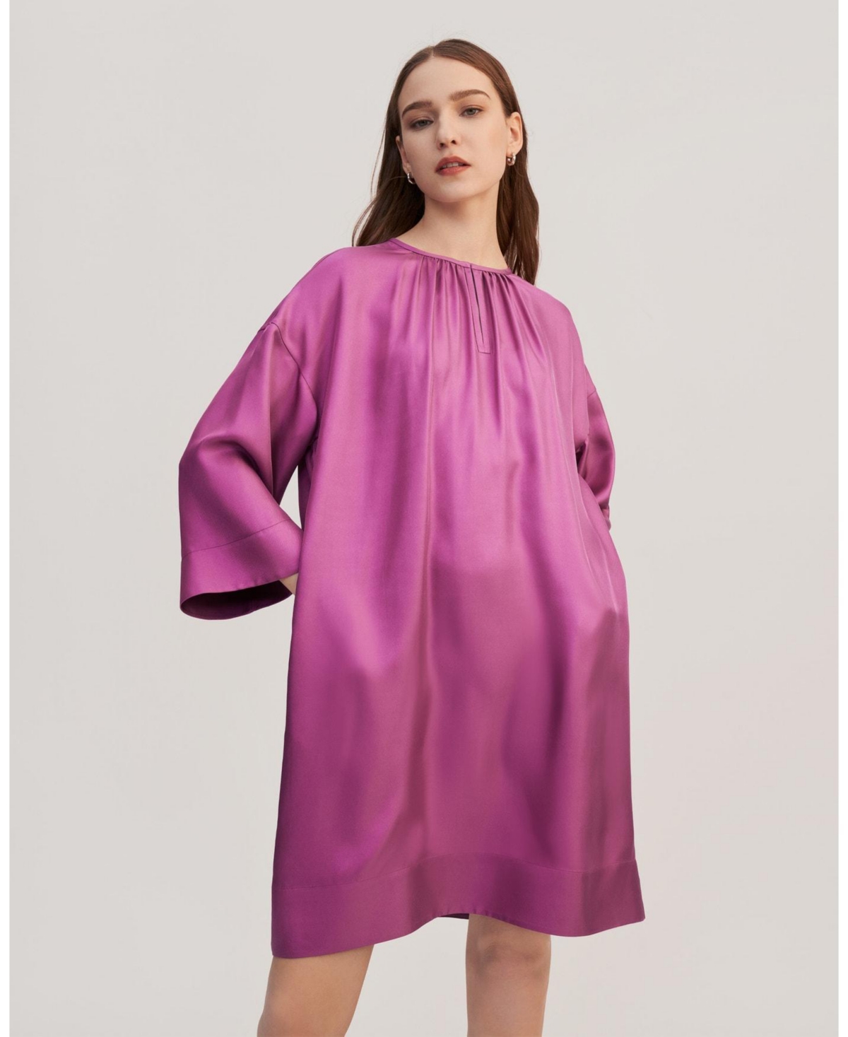 Lilysilk Lilac Silk Twill Oversized Dress For Women In Purple