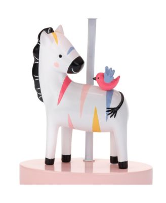 Jazzy Jungle Zebra White/Peach Nursery Lamp with Shade & Bulb