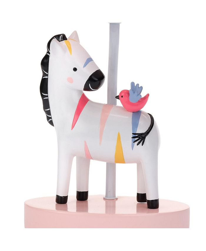 Lambs & Ivy Jazzy Jungle Zebra White/Peach Nursery Lamp with Shade