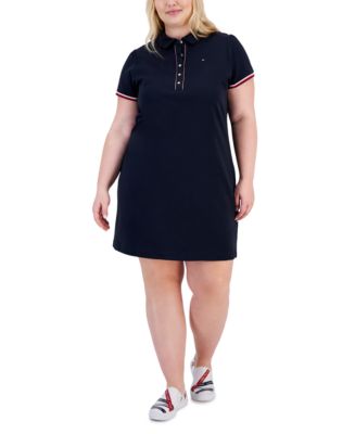 Womens Clothing Plus Size Polo Style Dress Curve Ribbed Mini Polo