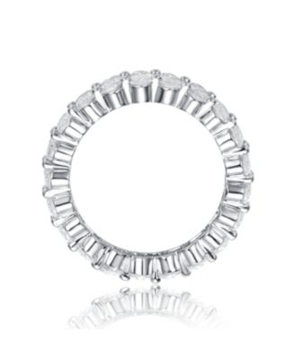 RA White Gold Plated Oval Cubic Zirconia Band Ring