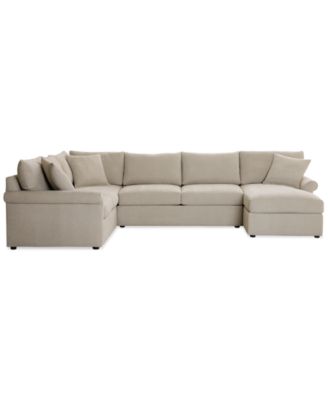 CLOSEOUT! Wrenley 138" 3-Pc. Fabric Sectional Chaise Sofa