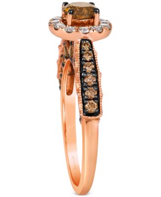 Chocolate Diamond (1 ct. t.w.) & Nude Diamond (1/4 ct. t.w.) Halo Ring in 14k Rose Gold