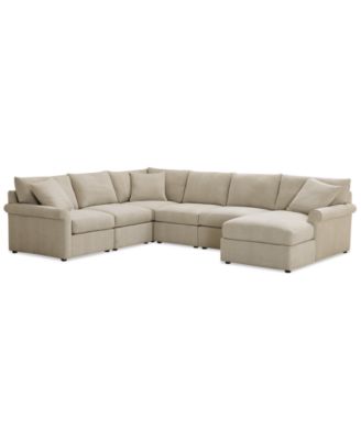 CLOSEOUT! Wrenley 131" 6-Pc. Fabric Modular Sectional Chaise Sofa, Created for Macy's