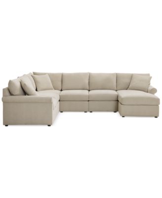 CLOSEOUT! Wrenley 131" 6-Pc. Fabric Modular Sectional Chaise Sofa, Created for Macy's