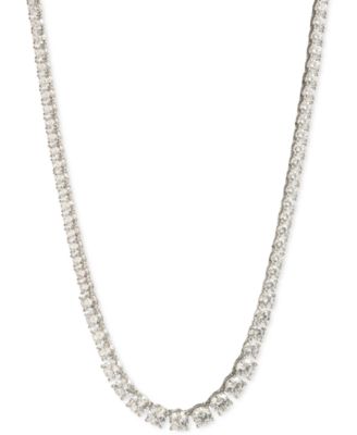 Cubic Zirconia Tennis Collar Necklace, 16" + 3" extender