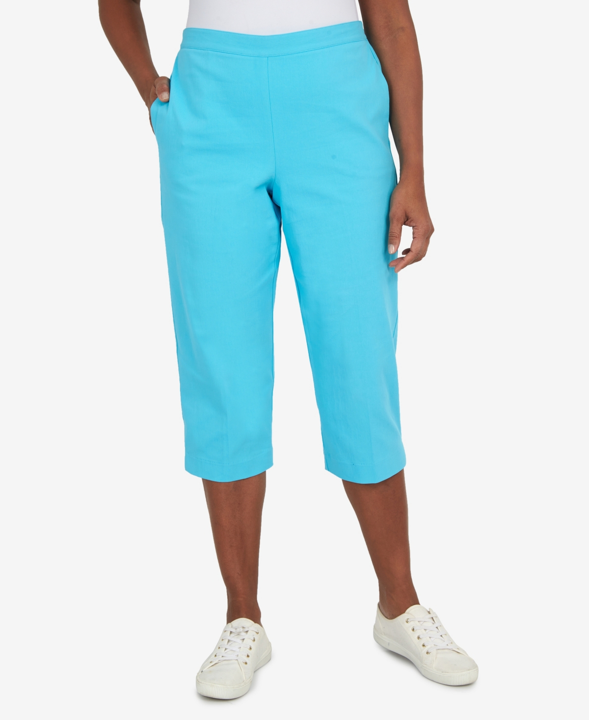 Alfred Dunner Women's Cool Vibrations Relaxed Fit Go-to Medium Capri Pants  In Aqua | ModeSens