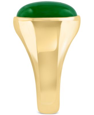 EFFY&reg; Men's Dyed Jade Ring in 14k Gold-Plated Sterling Silver