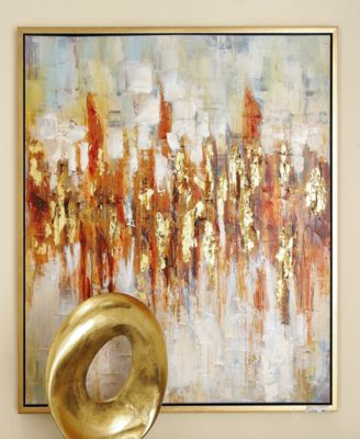 Canvas Abstract Framed Wall Art with Gold-Tone Frame, 39" x 2" x 39"