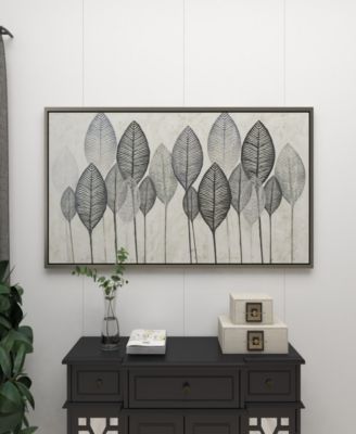 Canvas Leaf Framed Wall Art with Silver-Tone Frame, 55" x 1" x 27"