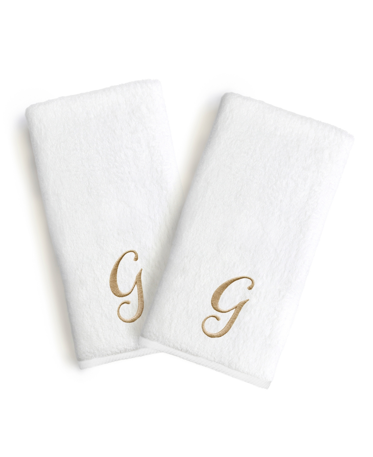 Linum Home Linum Gold Font Monogrammed Luxury 100% Turkish Cotton Novelty 2-piece Hand Towels, 16" X 30" In Gold - G