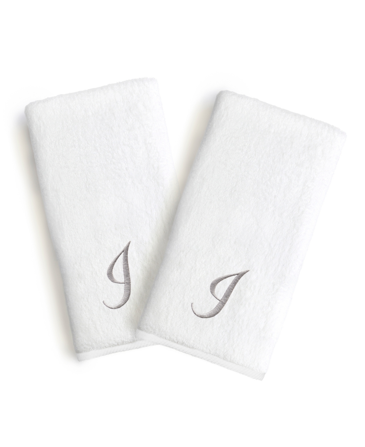 Linum Home Linum Gray Font Monogrammed Luxury 100% Turkish Cotton Novelty 2-piece Hand Towels, 16" X 30" In Gray - I