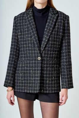 Women's Tweed Single Breasted Blazer