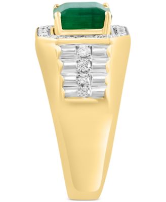 EFFY&reg; Men's Emerald (3 ct. t.w.) & Diamond (1/2 ct. t.w.) Ring in 14k Gold