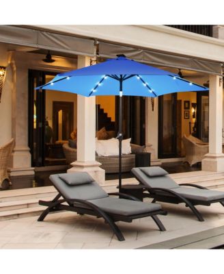 9' Solar LED Lighted Patio Market Umbrella Tilt Adjustment Crank Lift