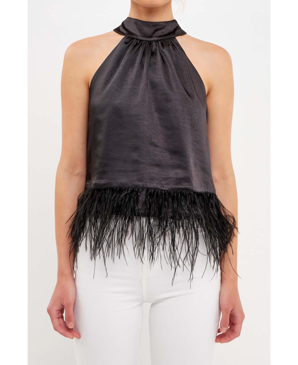 Endless Rose Women's Feather Trimmed Top