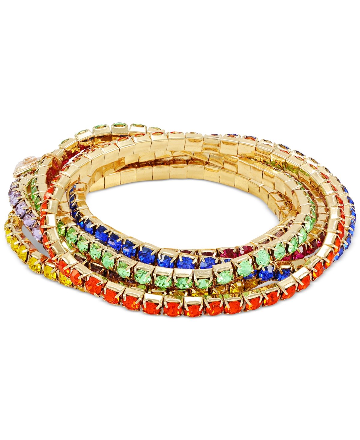 Guess Gold-tone 6-pc. Set Multi Rainbow Pride Stretch Bracelets In Gold  Rainbow Set Of  Stretch Bracelets
