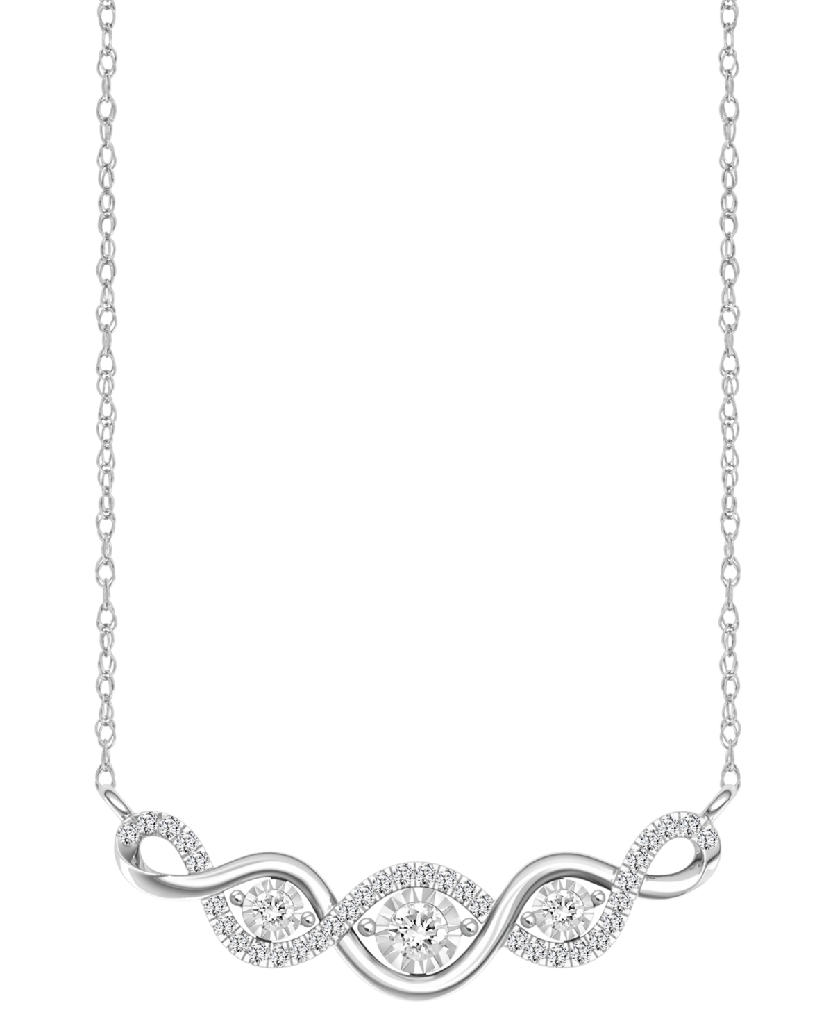 Macy's Diamond Swirl 18" Collar Necklace (1/4 Ct. T.w.) In 10k White Gold