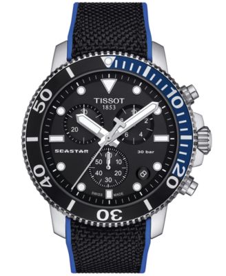 Tissot Men s Swiss Chronograph Seastar 1000 Black Textile Strap Watch 46mm Macy s