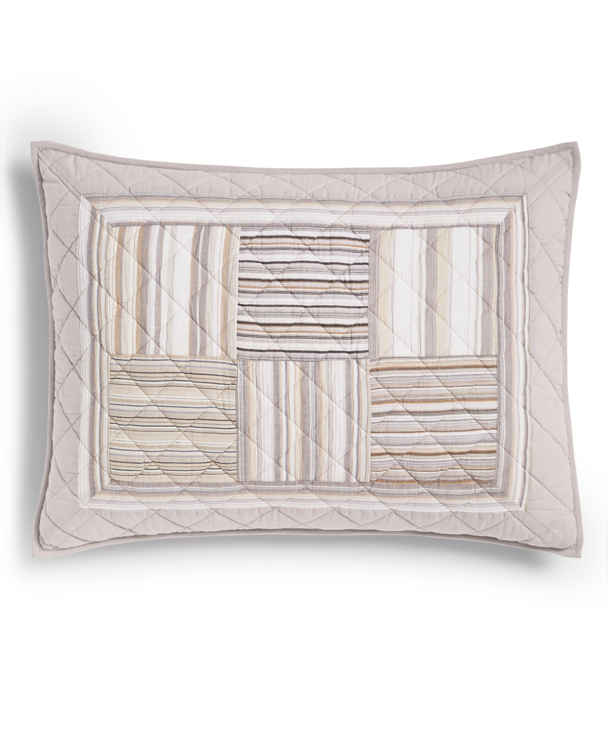 Neutral Stripe Patchwork Sham, King, Created for Macy's - Neutral Combo