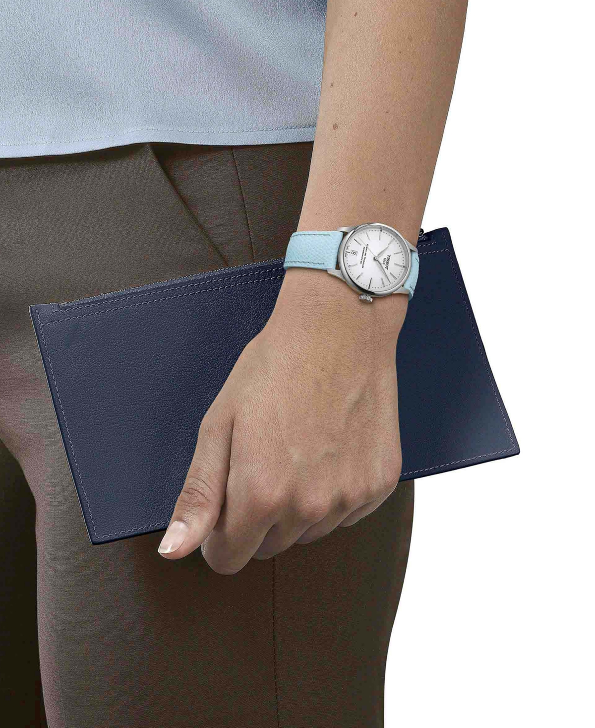Shop Tissot Women's Swiss Automatic Chemin Des Tourelles Powermatic 80 Blue Leather Strap Watch 34mm In No Color