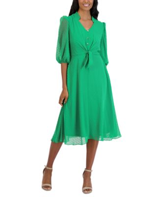 julia jordan - Women's V-Neck Clip-Dot Tie-Waist Dress