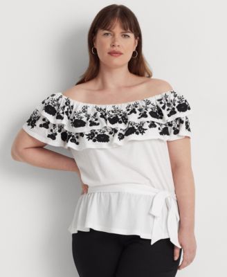 Lauren Ralph Lauren - Plus Size Off-The-Shoulder Peplum Top