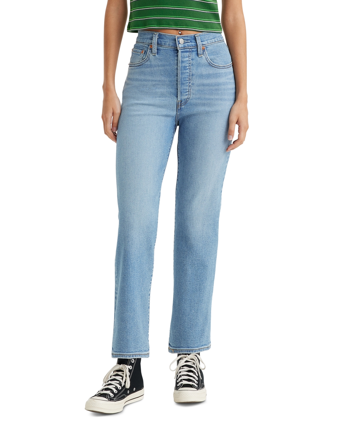 Shop Levi's Women's Ribcage Ultra High Rise Straight Ankle Jeans In Center Lane