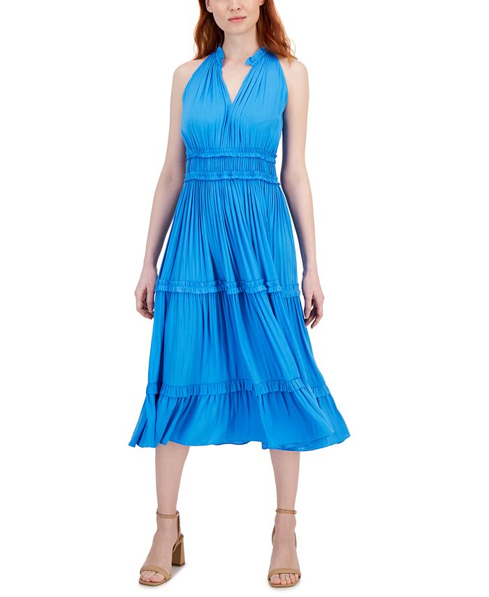 T Tahari Women's Sleeveless Airflow Tiered Midi Dress - Macy's