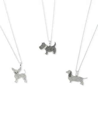 Diamond Dog Pendant Necklace Collection In 10k White Gold 18 2 Extender Created For Macys