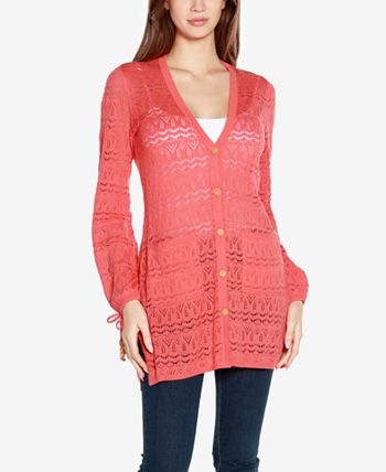 Belldini Black Label Petite Pointelle Long Sleeve Button Cardigan Macy #39 s