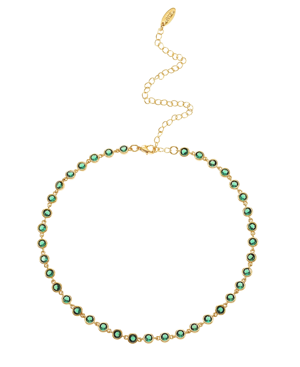 Shop Ettika Cubic Zirconia Disc And 18k Gold Plated Link Necklace In Green