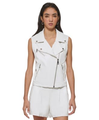 DKNY - Women's Faux Leather Moto Vest