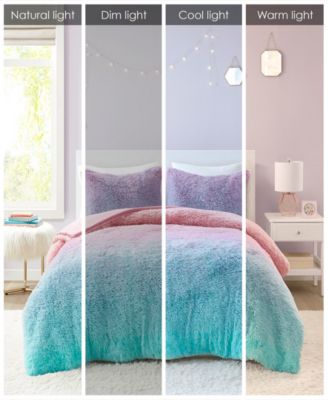 Primrose Ombre Shaggy Faux Fur 3-Piece Comforter Set, Full/Queen