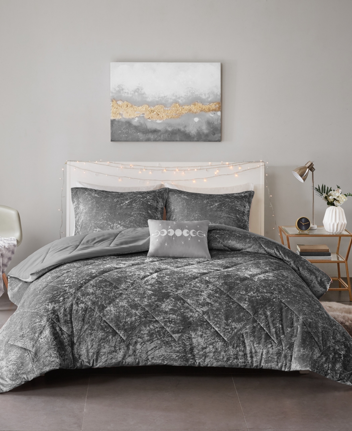 Intelligent Design Felicia Velvet 4-pc. Comforter Set, Full/queen In Gray