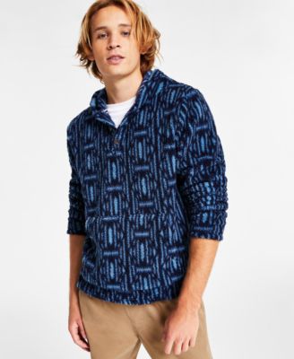 Sun + Stone - Men's Regular-Fit Geo-Print Fleece Hoodie