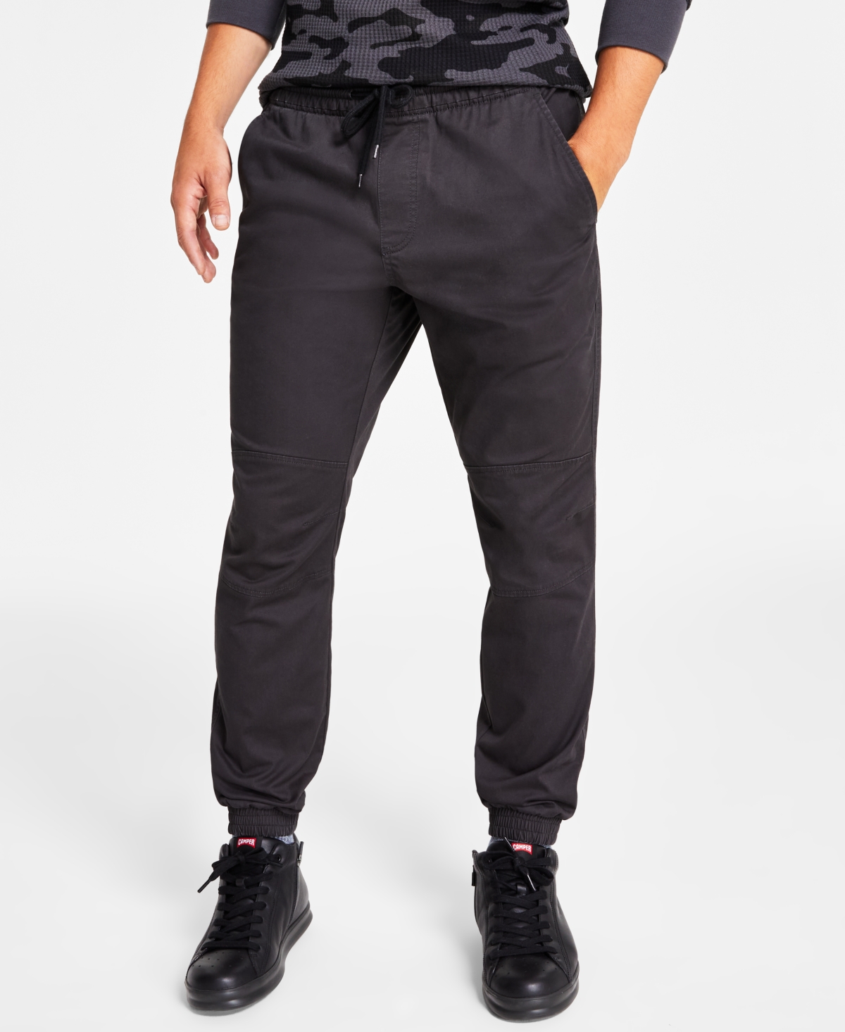Sun + Stone Men's Articulated Jogger Pants, Created For Macy's In Black Shadow