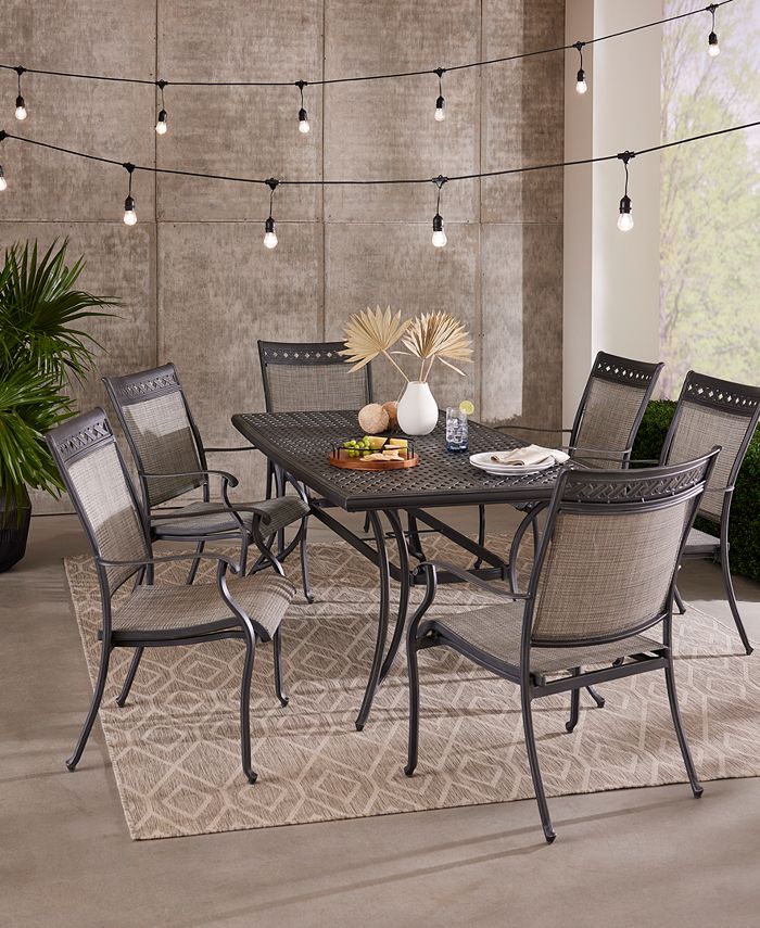 Agio Vintage II Outdoor Cast Aluminum 7Pc. Dining Set (72" x 38" Table & 6 Sling Dining Chairs