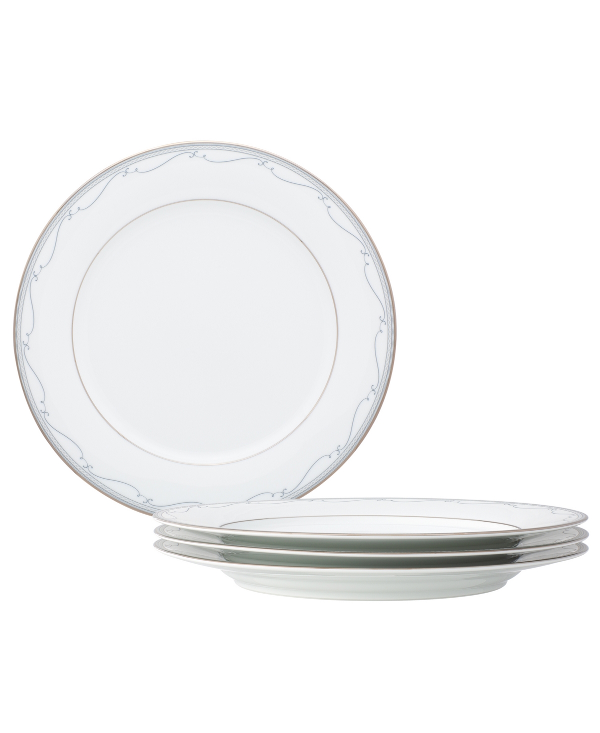 Noritake Satin Flourish 4 Piece Dinner Plate Set, Service For 4 In White
