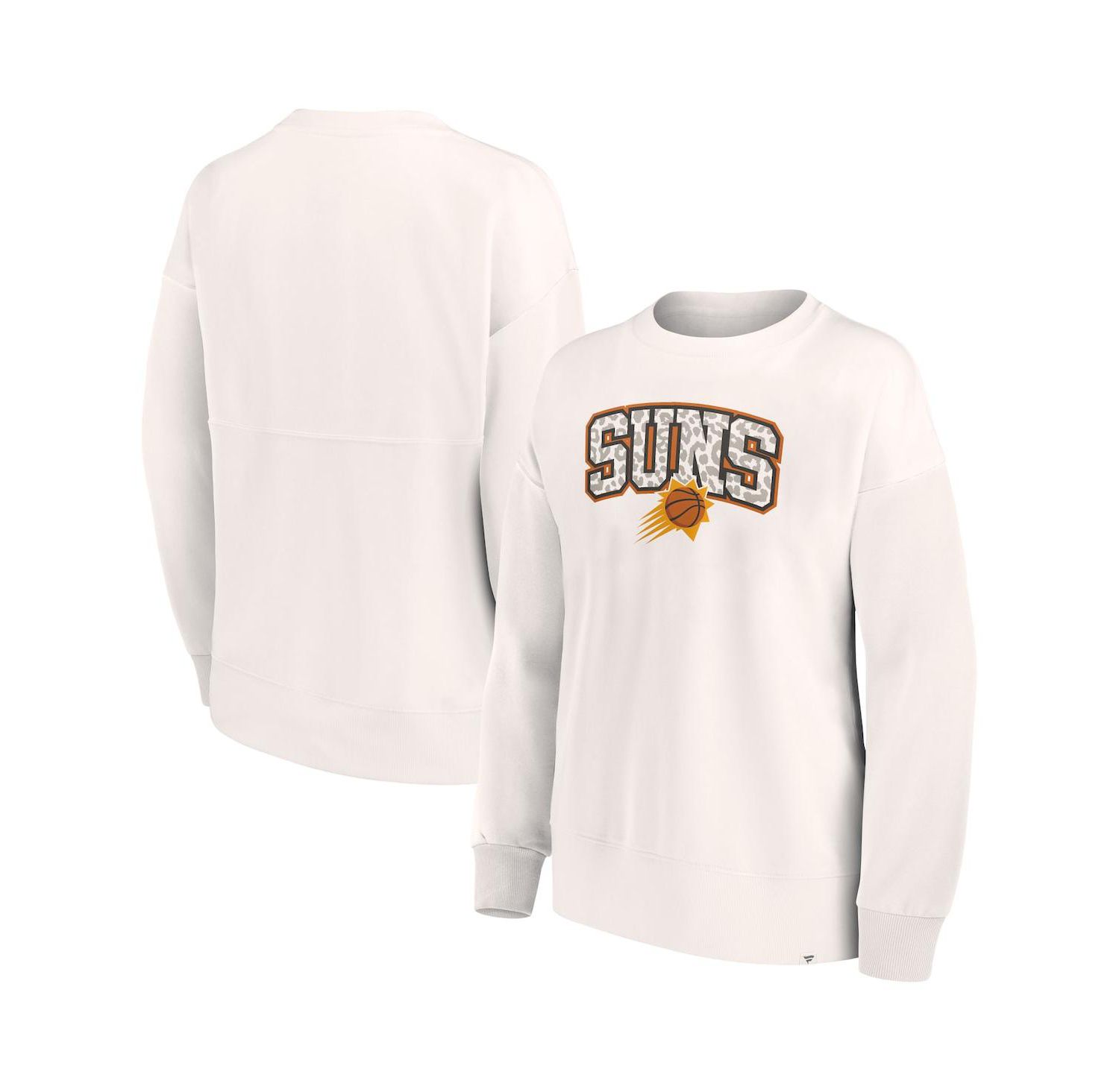 Women's White Phoenix Suns Tonal Leopard Pullover Sweatshirt
