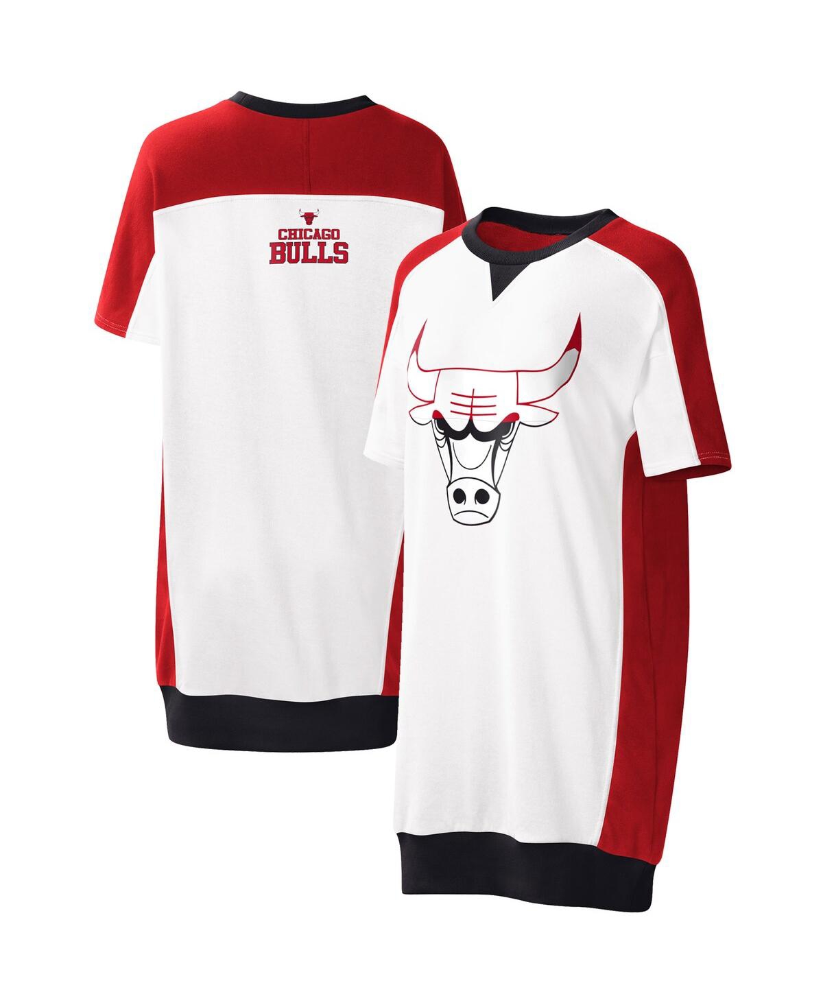 G-iii 4her By Carl Banks Women's  White Chicago Bulls Free Throw T-shirt Dress