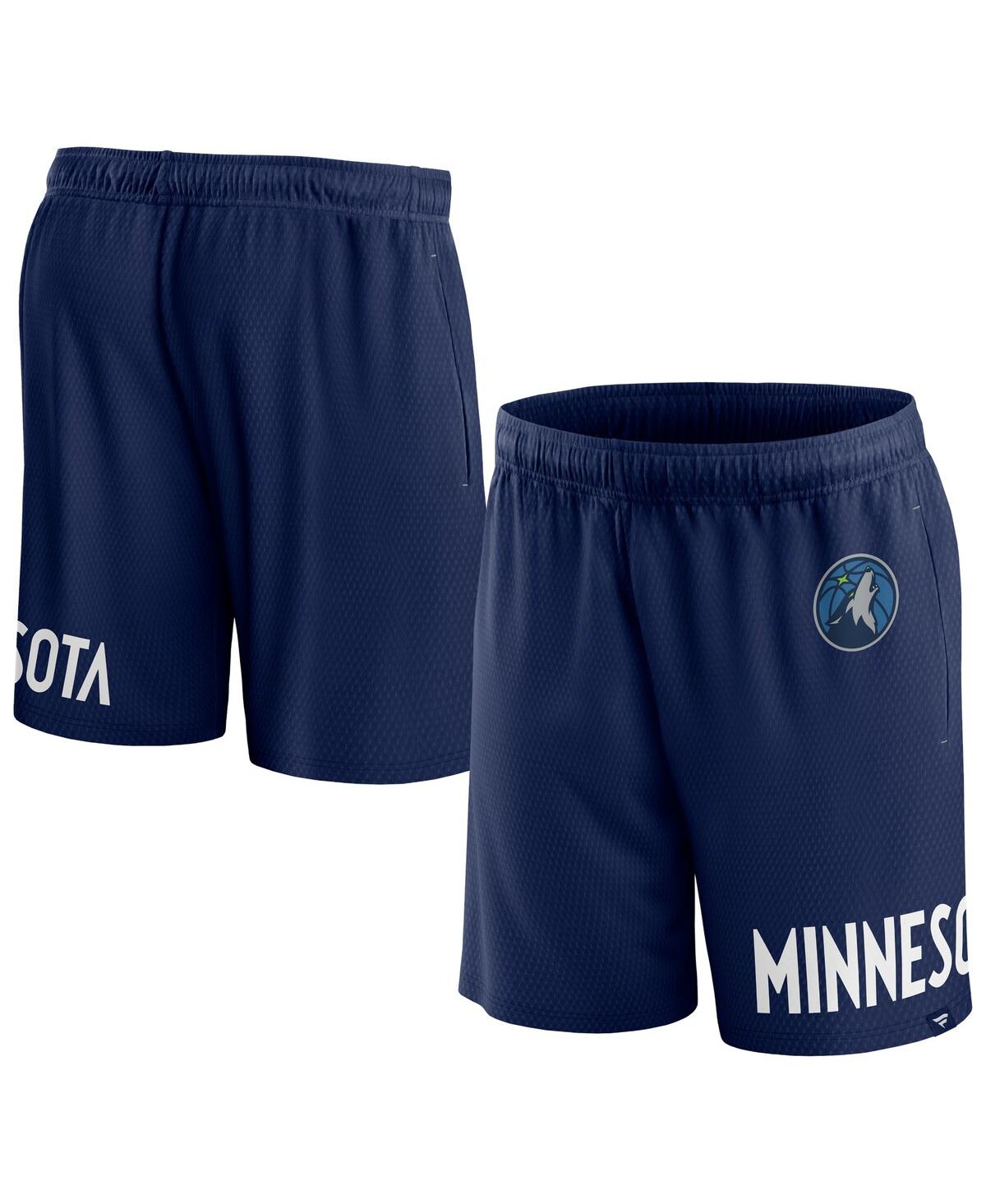 Shop Fanatics Men's  Navy Minnesota Timberwolves Free Throw Mesh Shorts