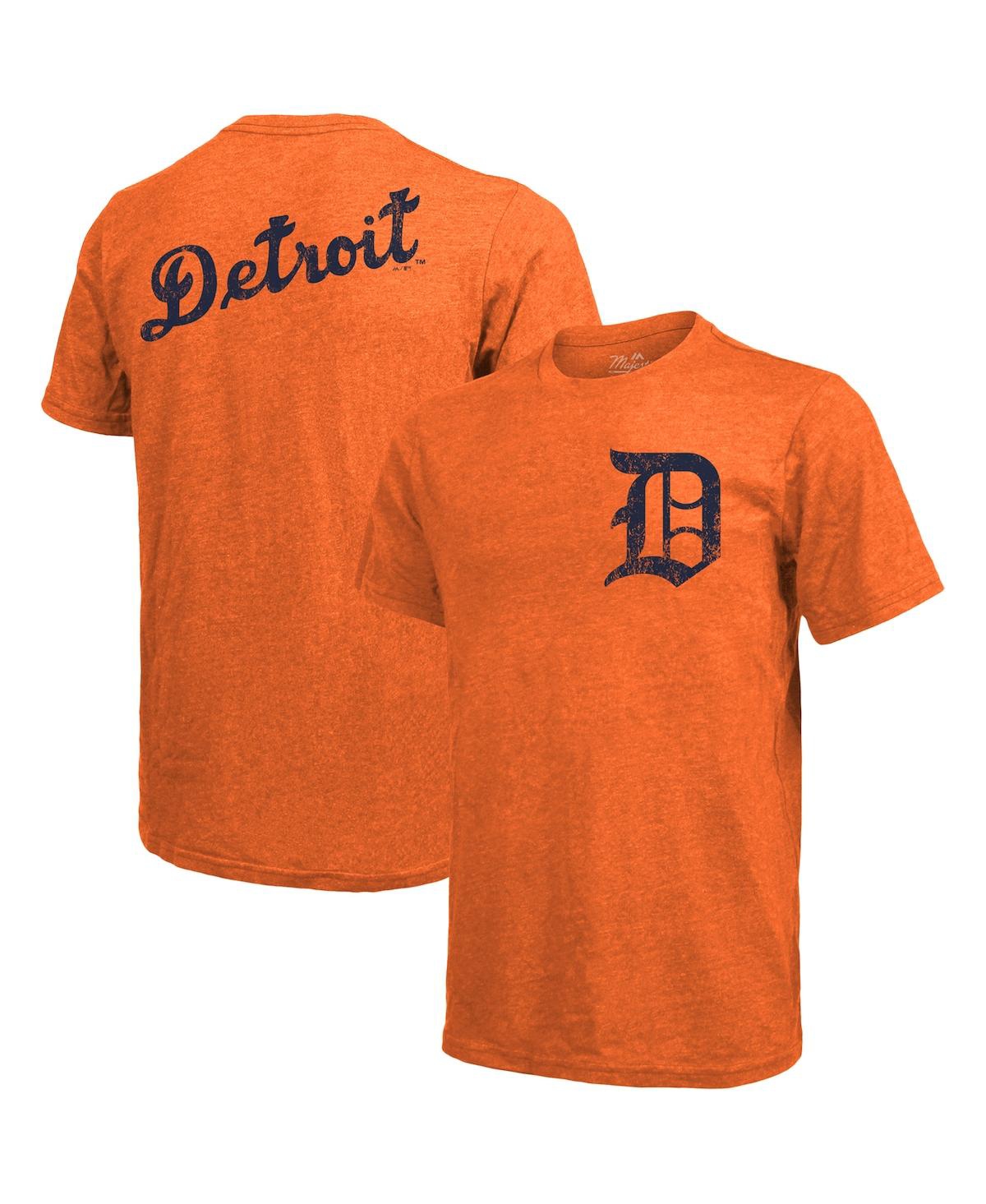 Men's Majestic Threads Orange Detroit Tigers Throwback Logo Tri-Blend T-shirt - Orange