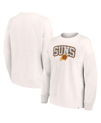 Women's White Phoenix Suns Tonal Leopard Pullover Sweatshirt