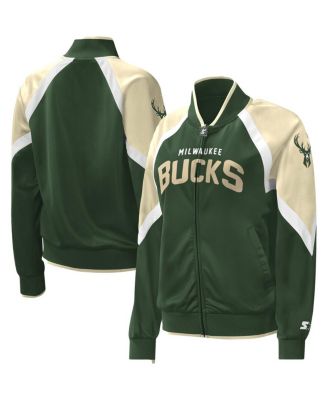 Women's Hunter Green Milwaukee Bucks Slam Dunk Raglan Full-Zip Track Jacket