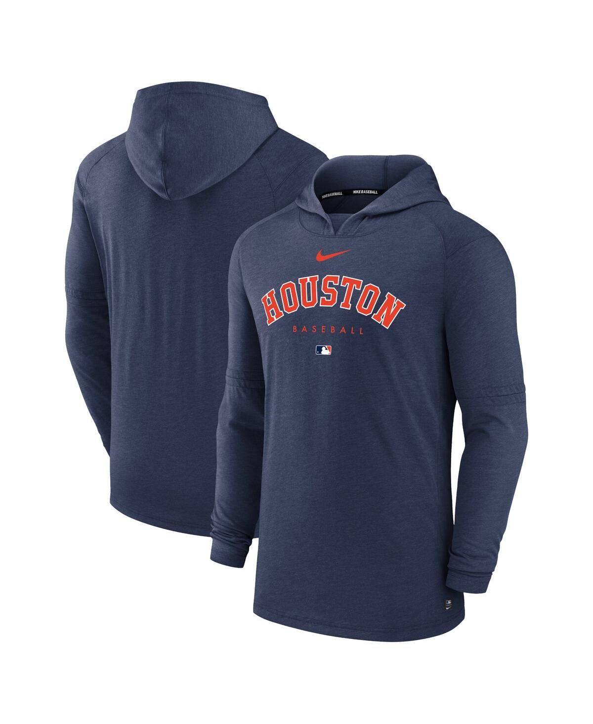 Men's NikeHouston Astros Authentic Collection Early Work Tri-Blend Performance Pullover Hoodie - Heather Navy