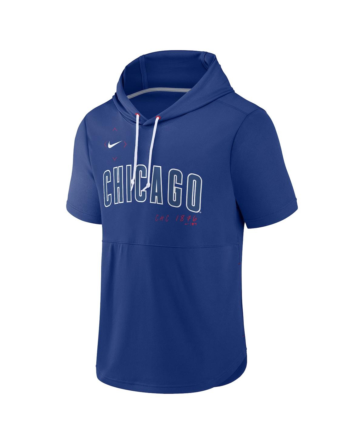Shop Nike Men's  Royal Chicago Cubs Springer Short Sleeve Team Pullover Hoodie