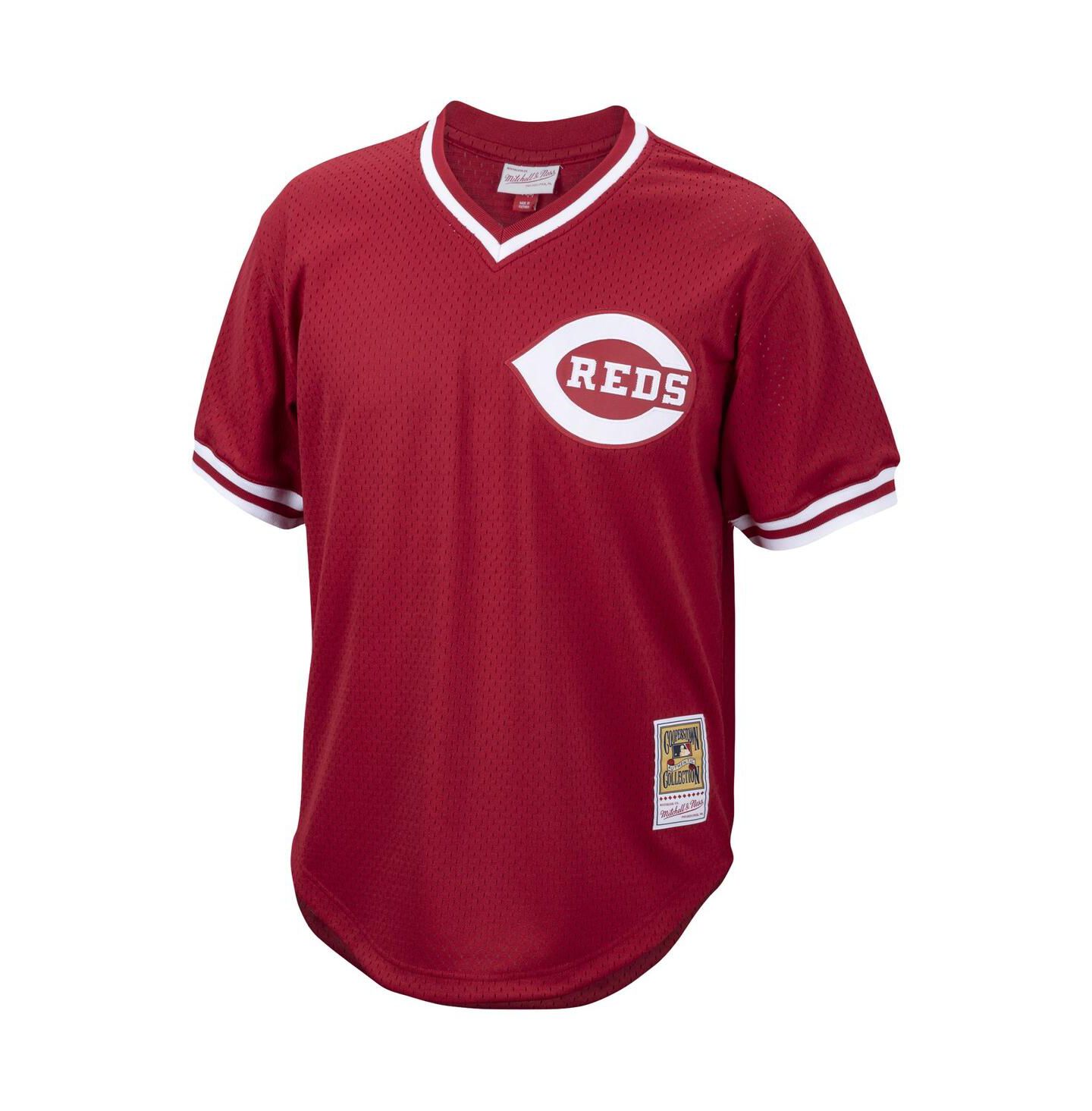 Мужской топ Mitchell & Ness Pete Rose Red Cincinnati Reds Cooperstown Collection Mesh Batting Practice Jersey — фото 3