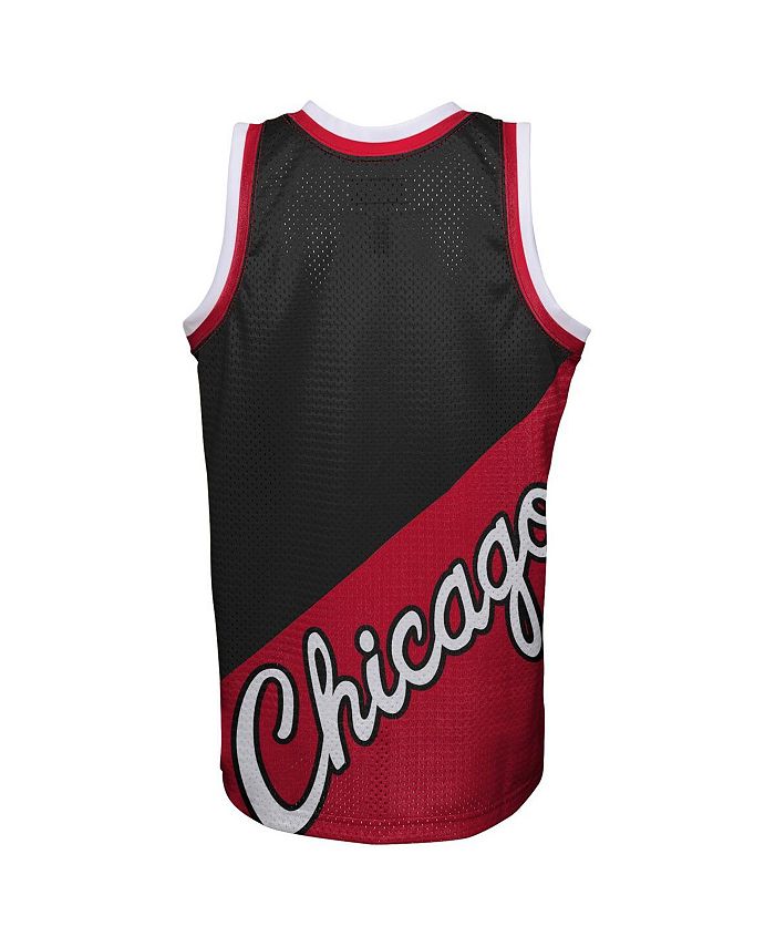 Mitchell & Ness Chicago Bulls Big Face Black & Red Split Crewneck Sweatshirt
