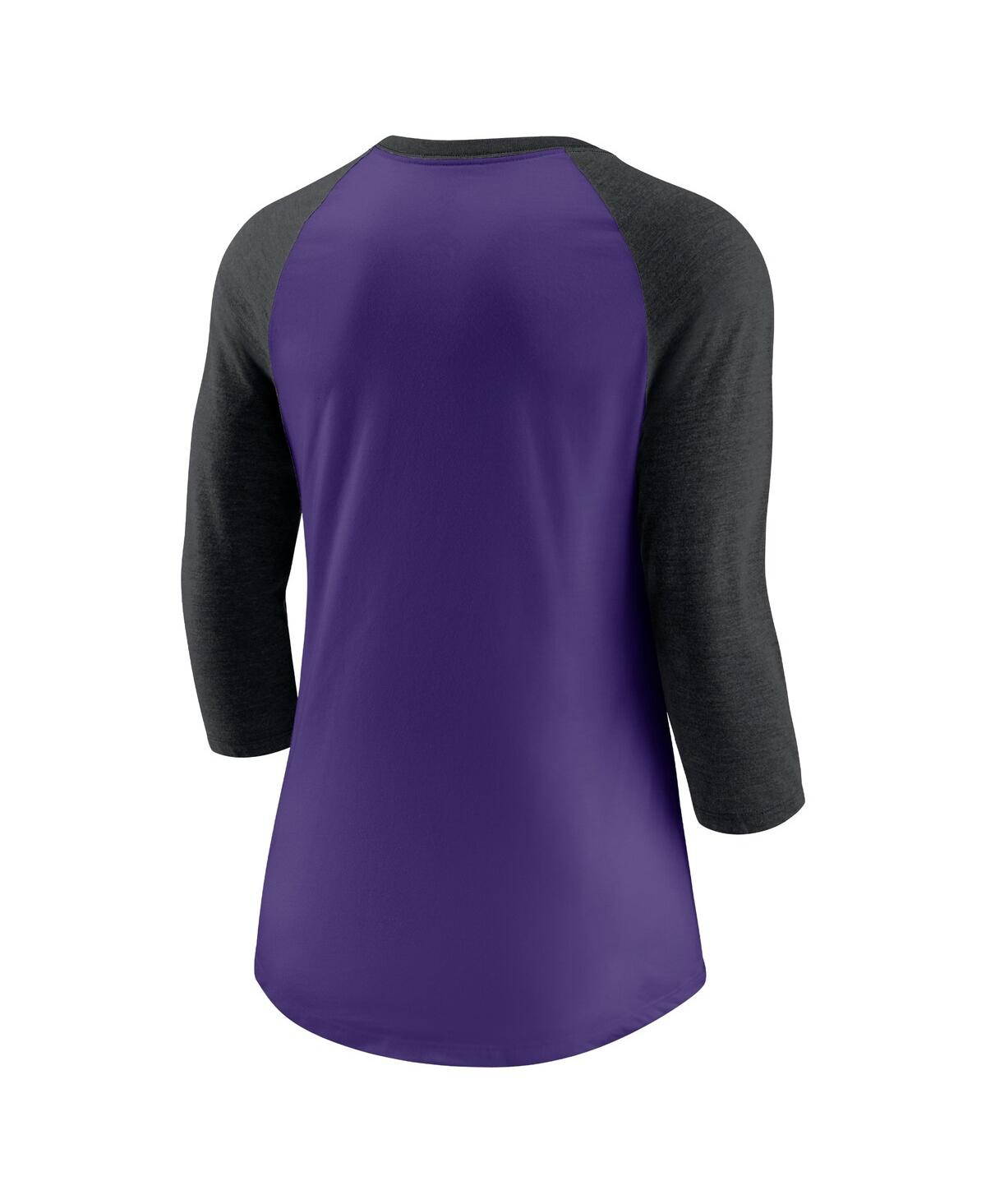 Shop Nike Women's  Purple, Black Colorado Rockies Next Up Tri-blend Raglan 3/4-sleeve T-shirt In Purple,black